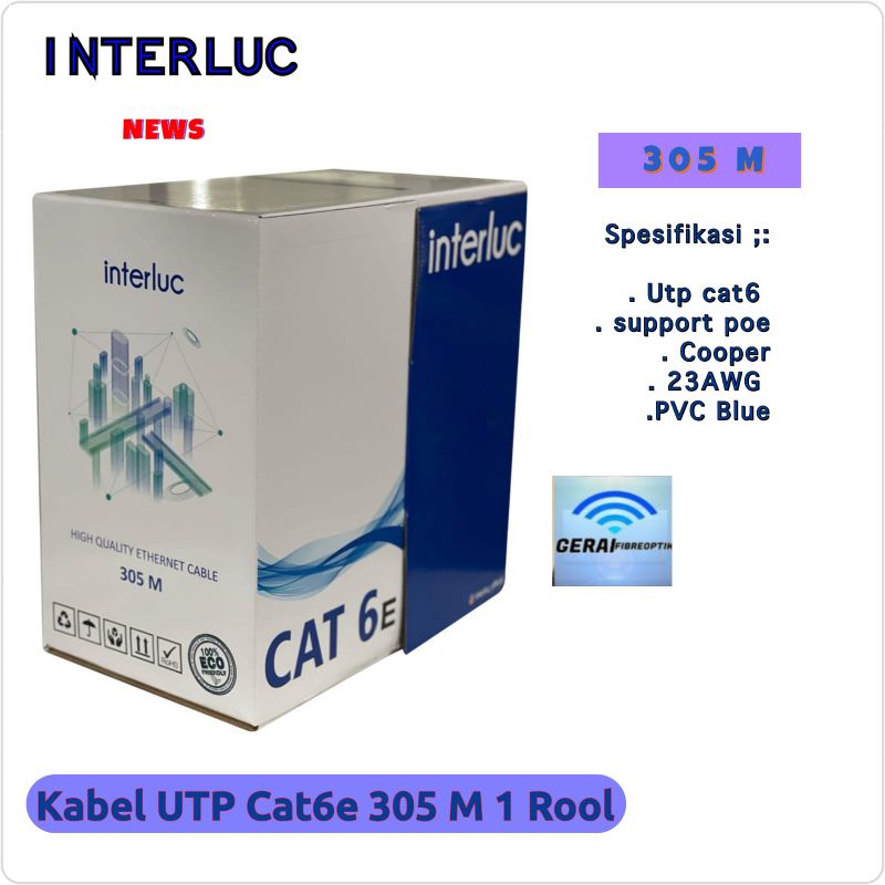 INTERLUC KABEL UTP CAT6 BIRU HIGH 305 M 1 ROOL