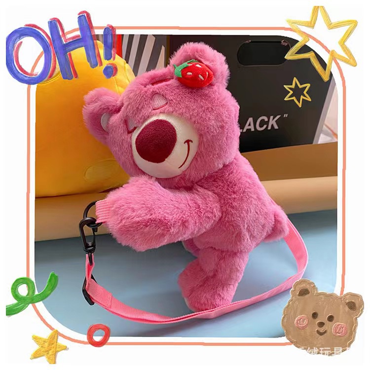 [PRINCESS KESLI]Tas Anak Boneka Lotso lucu Tas Selempang Sling Bag Fashion Motif Kartun Karakter Hewan Beruang Pink Anak