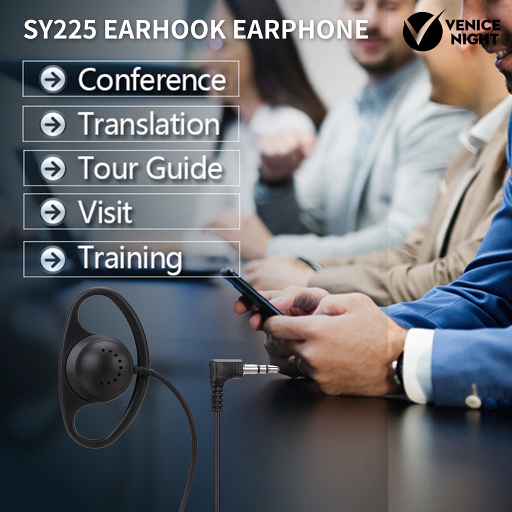 (VNEP) (Berkabel) Earphone Universal Earhook Profesional Nyaman Efek Suara HiFi 1.2m 3.5mm Konferensi Earphone Stereo Lubang Suara untuk Interpretasi Simultan