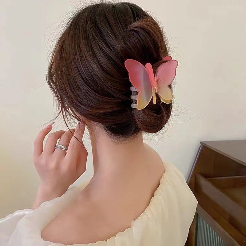 Jepit Rambut Model Butterfly Claw Warna Gradasi Gaya Korea Untuk Wanita