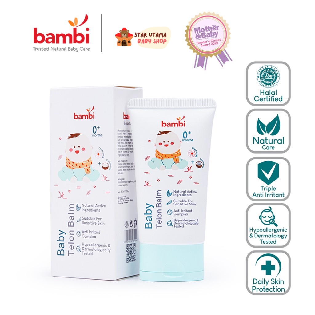 Bambi Baby Telon Balm 50ml | Calming Rub Membantu Mengatasi Kembung &amp; Menghangatkan Tubuh Bayi