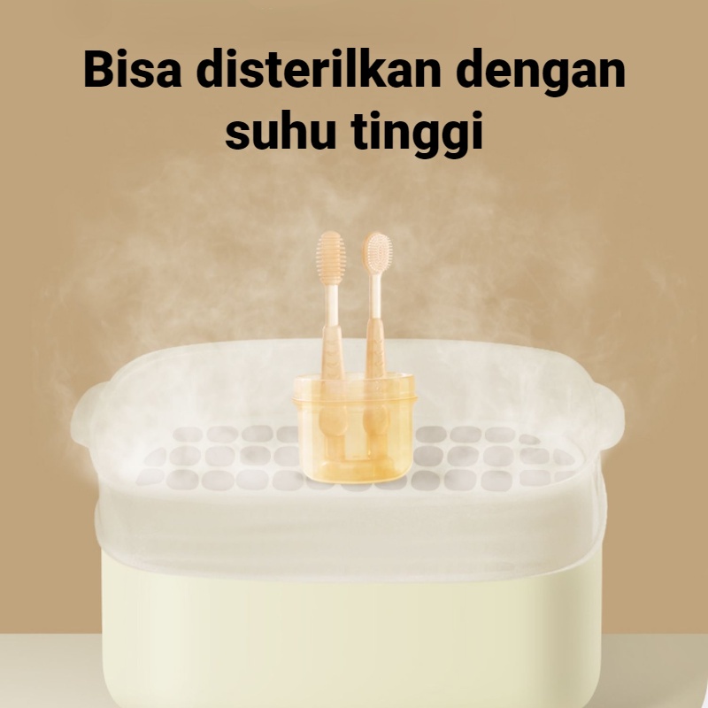 Sikat Lidah dan Gigi Bayi 3in1 Coklat Bahan Full Silikon 0-18 bulan plus Gelas BPA free Sikat Gigi dan Lidah Bayi Silikon 0-18 bulan plus Gelas Sikat Gigi Bayi Sikat Lidah Bayi 2 in 1 Perawatan Mulut Bayi Sikat Gigi