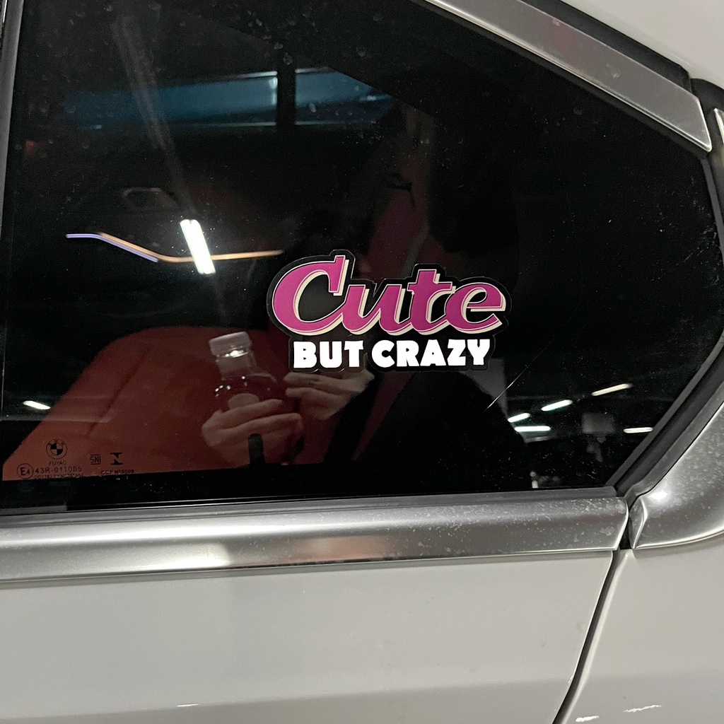 Cute BUT CRAZY JDM Mobil Stiker Kaca depan, Pintu Mobil, Tangki Stiker Dekorasi Sepeda motor Stiker