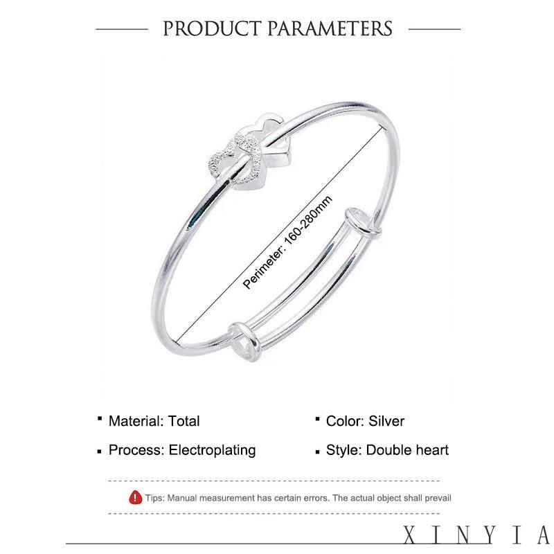 【Bayar di tempat】Gelang Tangan Wanita Desain Hati Ganda Adjustable Gelang Rantai Adjustable Desain