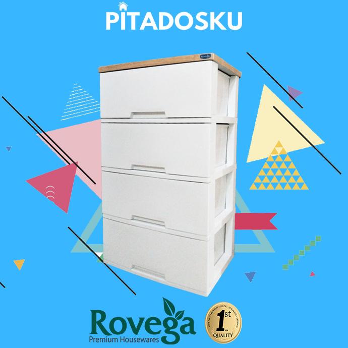 

Lemari polos rovega lemari plastik lemari baju lemari 4 susun rak baju stock ready