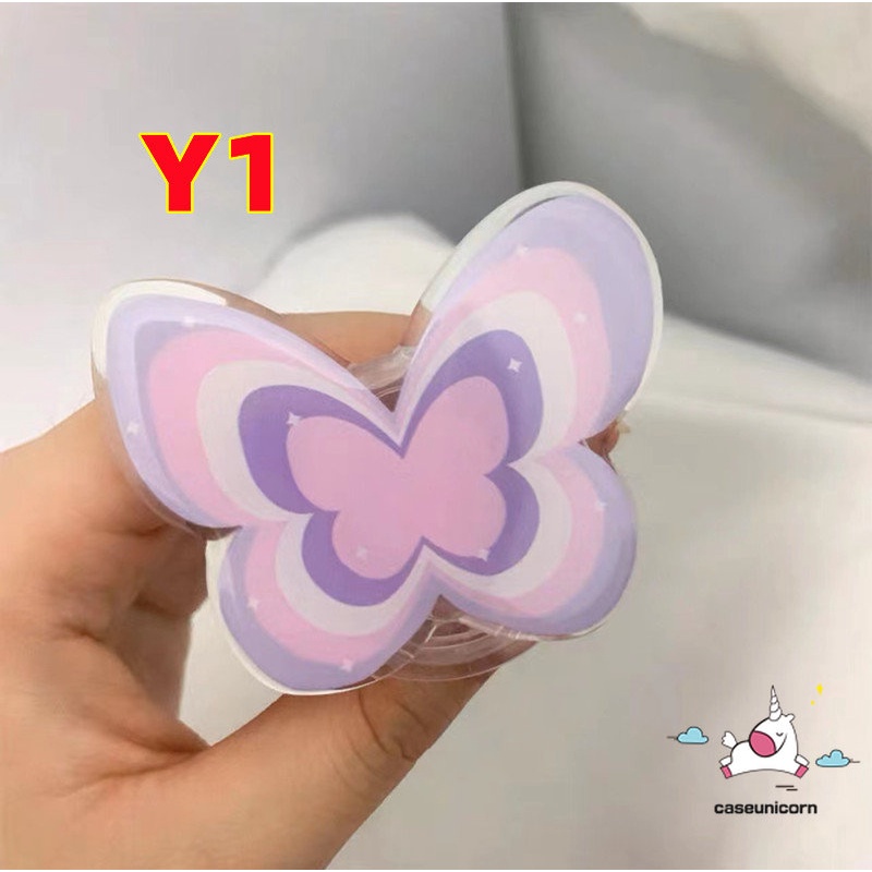 Gradient Fantasy Butterfly Kartun Lucu Manyo Kucing Anjing Bracket Phone Grip Korea Holder Ring Universal Scalable Phone Stand Holder