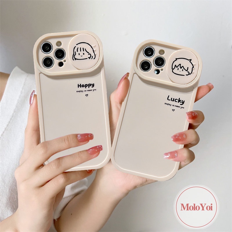 Casing Soft Case Tpu Motif Lucky Boy / Girl Untuk IPhone 11 Pro Max / 7 + / XR / 11 / 13 / 12 Pro Max / X / XS Max / 8 +