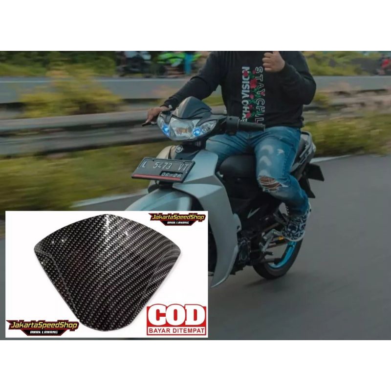 Visor variasi yamaha vega r lama carbon dan hitam bahan tebal plus lem 3m double tape universal