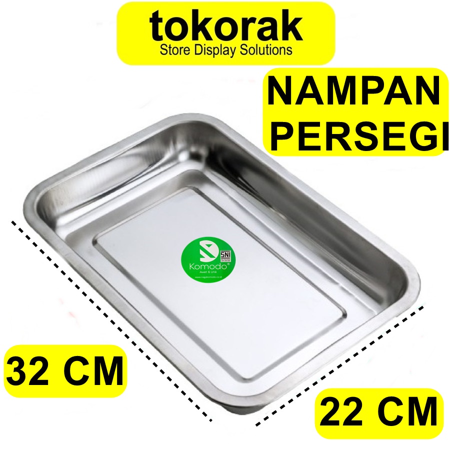 NAMPAN STAINLESS STEEL GALAXY 32 X 22CM KOMODO - NAMPAN PERSEGI - BAKI