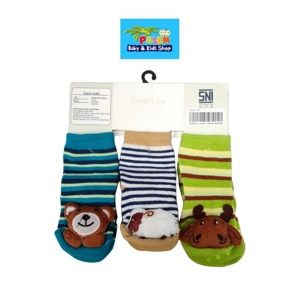 Kaos Kaki Bayi Rattle / Kaos Kaki Boneka / Kaus kaki Bayi Krincingan 3PCS