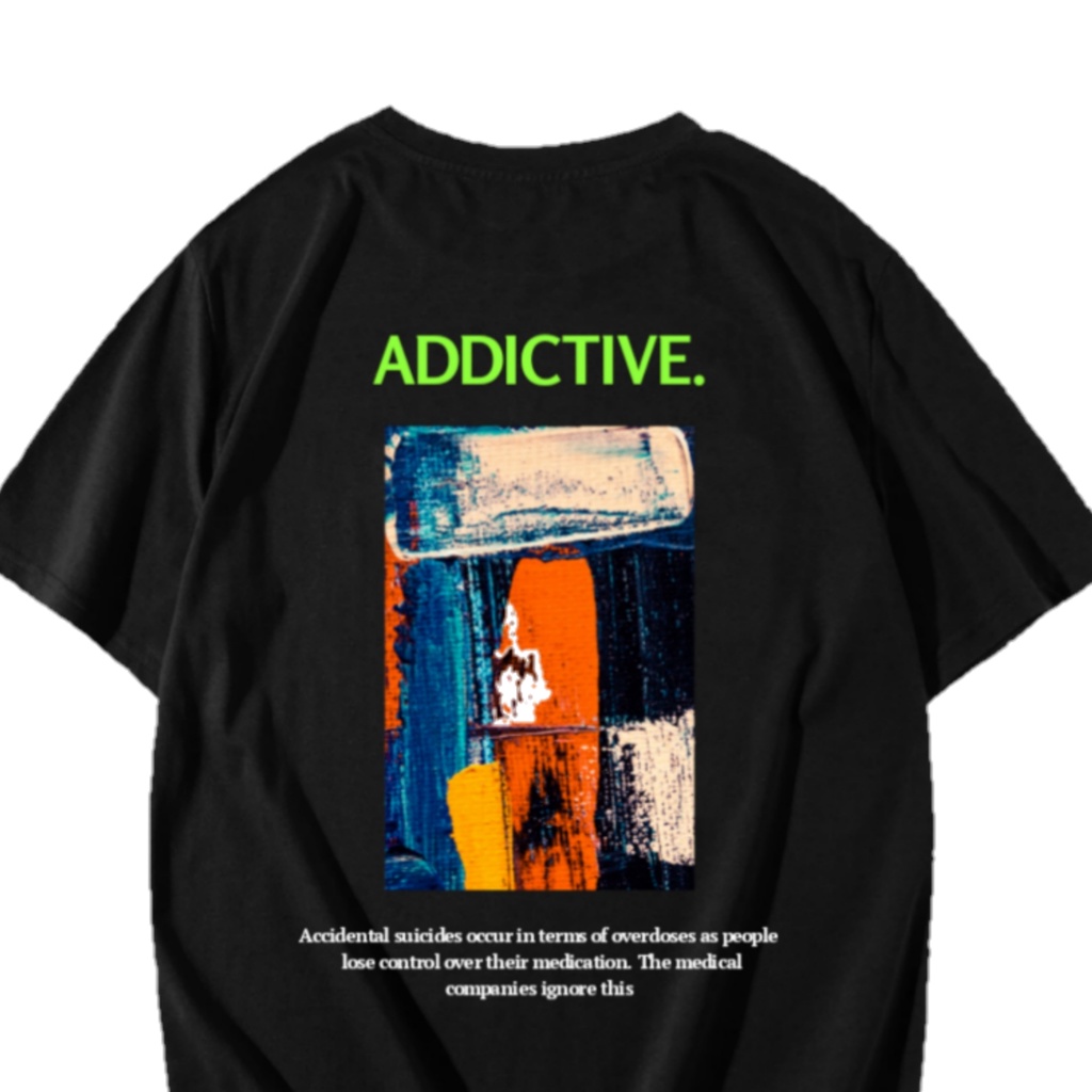 MOORINS - Kaos Pria Lengan Pendek Tshirt Pria Addictive basic - Black