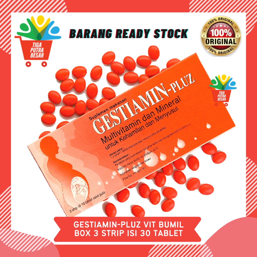 GESTIAMIN PLUZ BOX 3 STRIP ISI 30 TABLET / SUPLEMEN KESEHATAN IBU HAMIL DAN MENYUSUI