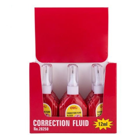 CORRECTION FLUID TIPE X CAIR 12ML DELI 28250N UJUNG BESI TIPEX KOCOK CAIR CAIRAN PENGHAPUS