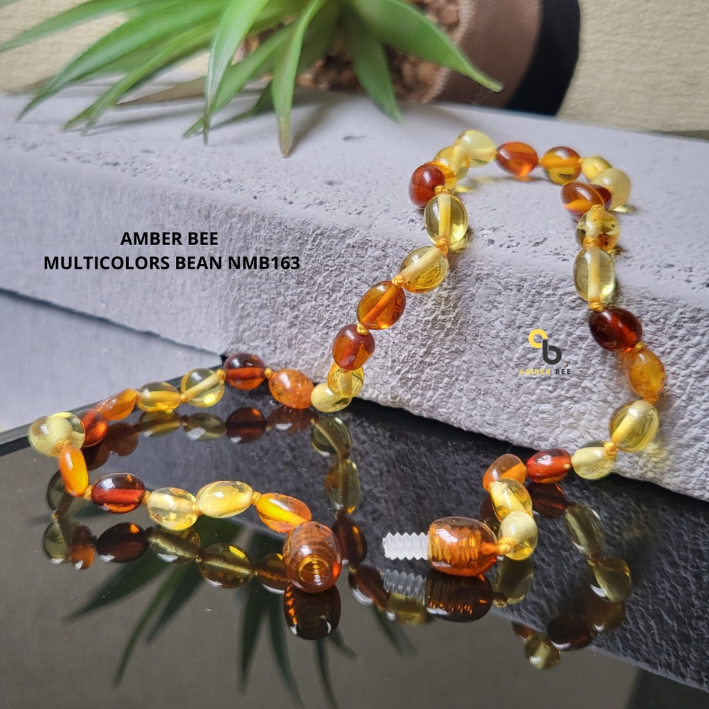 Kalung Amber Bayi ORI Baltic Premium Glossy Multicolor Beans NMB163 By Amber Bee