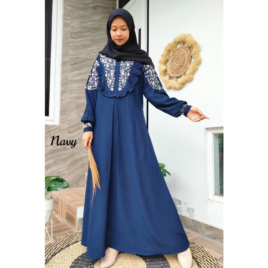 Gamis Salwa Bordir Premium / Gamis Crinkle Airflow Bordir