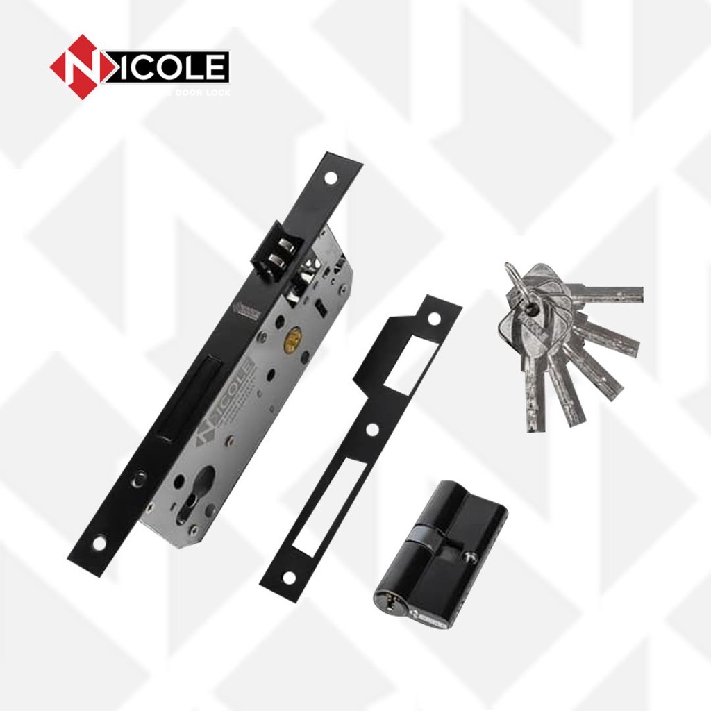 Gagang Pintu Set Kayu Hitam / Handle Black Series Set Black Chrome