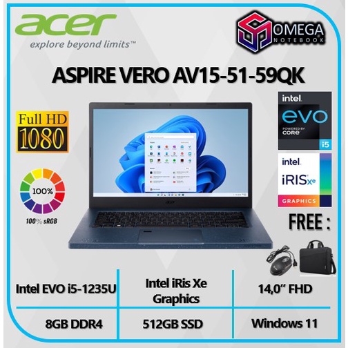 ACER ASPIRE VERO AV15-51 i5 1235U 8GB 512SSD W11+OHS 15.6FHD IPS