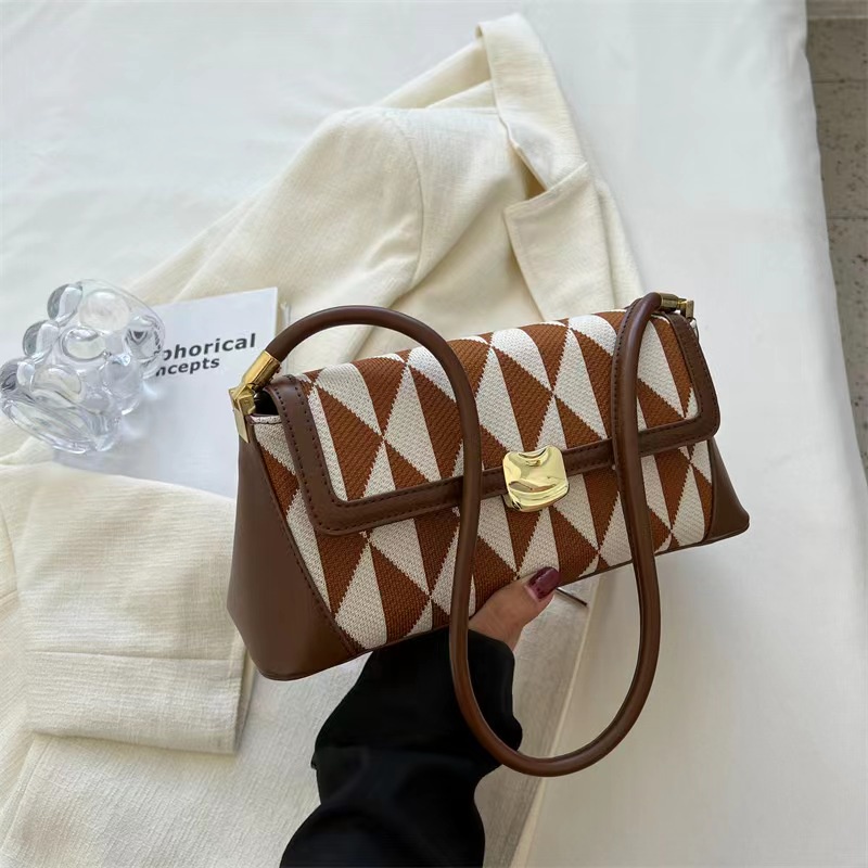 BJ61438 - BLACK/BROWN/COFFEE - TAS SLEMPANG MOTIF SEGITIGA MOZAIK WANITA FASHION IMPORT MODIS ELEGAN TERMURAH TERLARIS TERBARU BAGSTORE JAKARTA TAS BATAM ZC1438