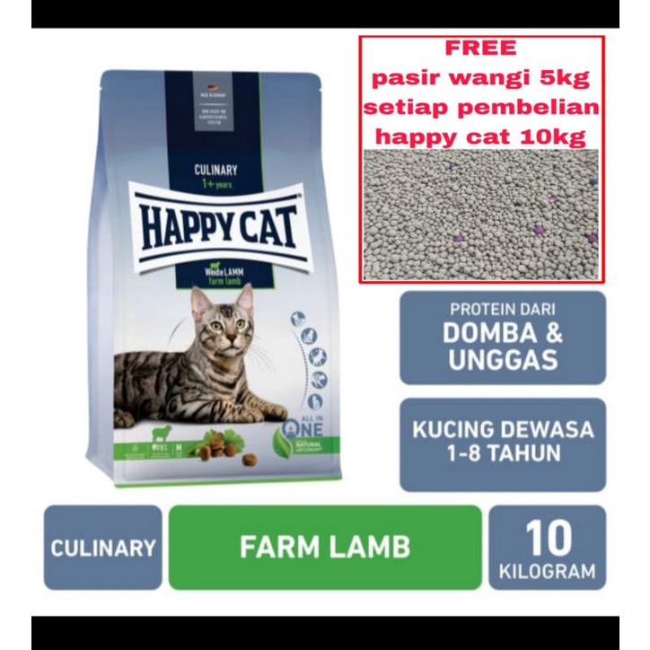 Makanan Kucing Happy Cat Adult Weide Lamb 10kg (Go-jek only) makanan kucing dewasa lamb supreme