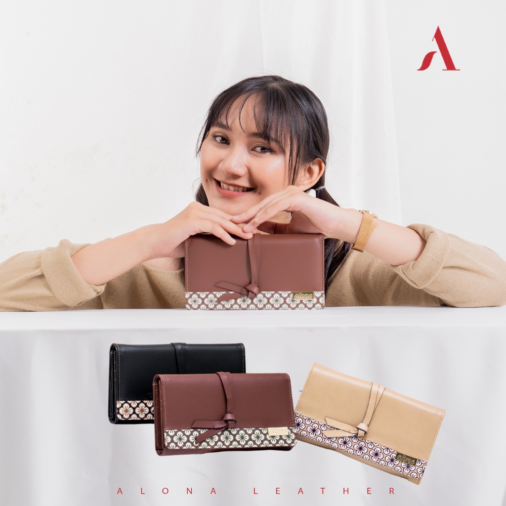Alona Laras Wallet Dompet Wanita Panjang Kulit Asli Original Motif Batik Terbaru || Clutch Dompet Do