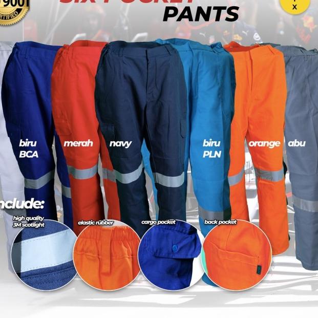 Wearpack safety model celana wearpak Celana Proyek celana bengkel - biru dongker, 30