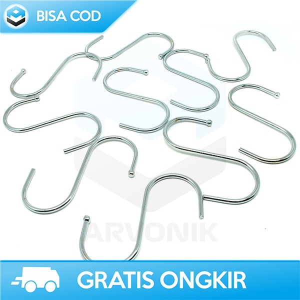 HANGER HOOK MULTIFUNGSI GANTUNGAN BENTUK S STAINLESS STEEL 6CM 10PCS