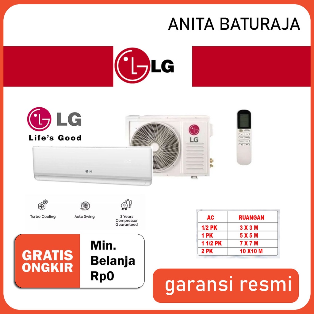 AC LG Standar/ Inverter 1/2pk s/d 2pk GARANSI RESMI