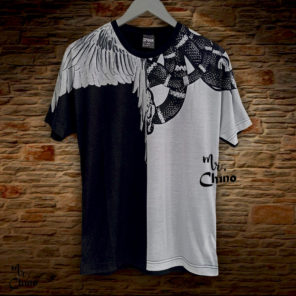 Kaos Pria Distro Motif Angel & Betrayal | T Shirt Pria Dewasa Import | Kaus Cowok Hitam Putih Kekini