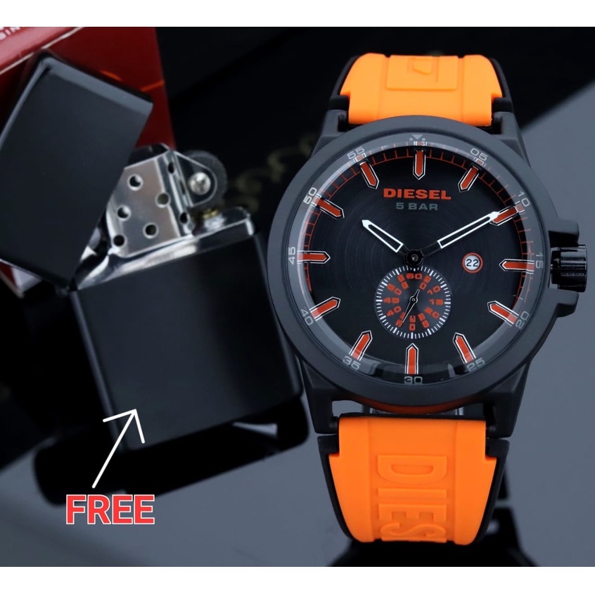 Jam tangan Pria Jam tangan Strap Rubber Jam tangan Analog Tanggal Aktif Free item Seperti Iklan