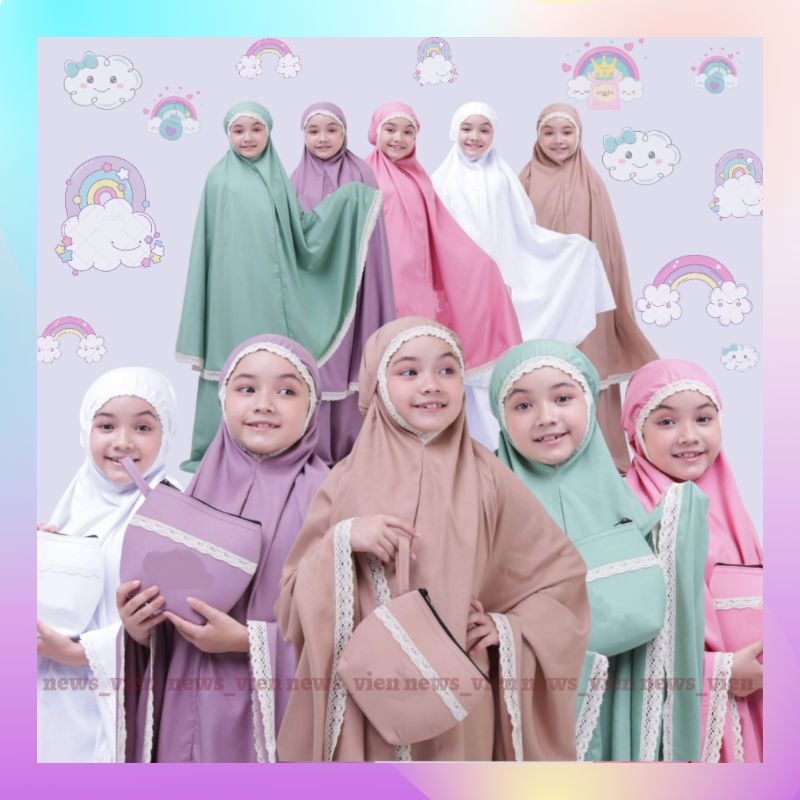 Mukenah anak tanggung perempuan umur 7 8 9 10 11 12 tahun katun adem / mukena anak Polos Putih model