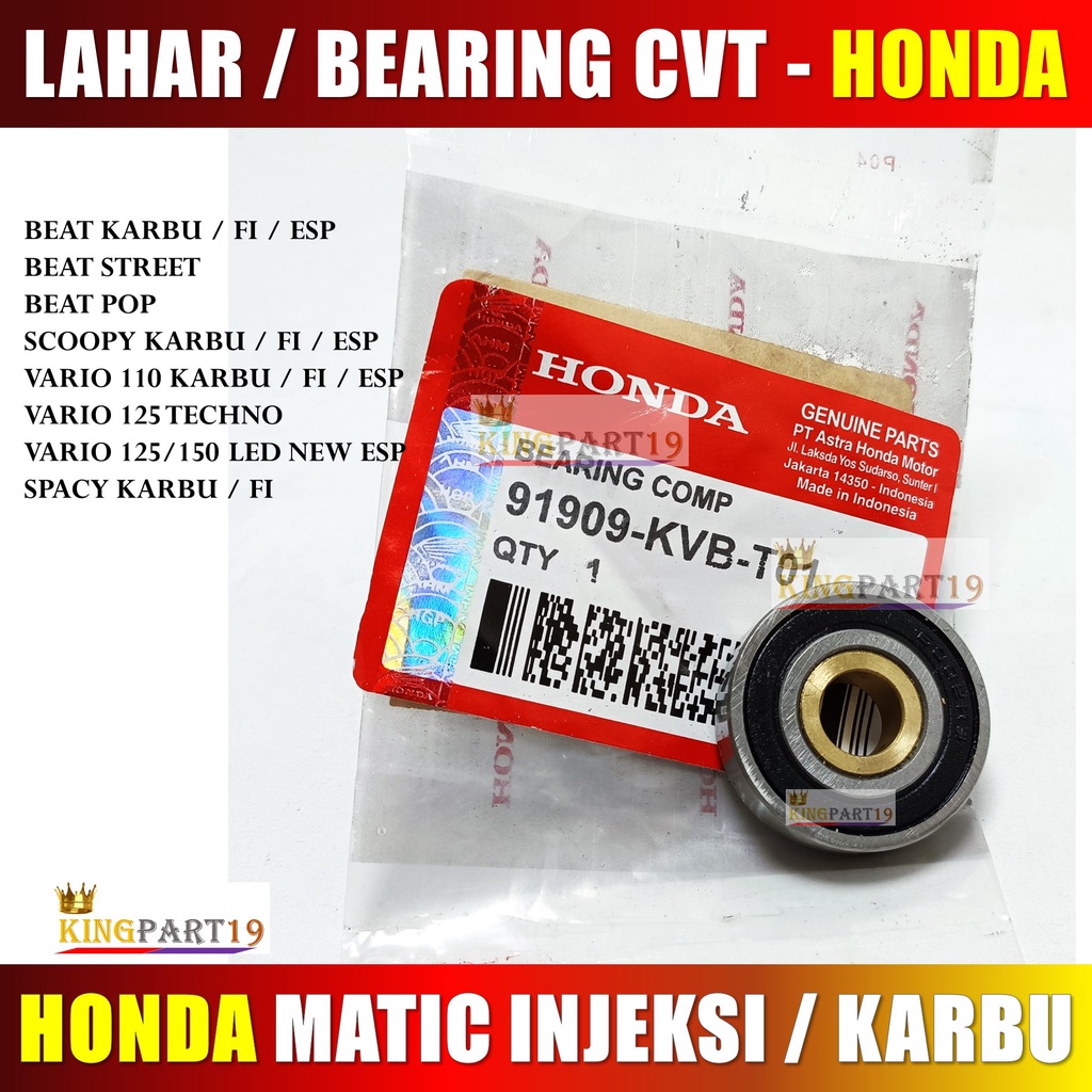 LAHAR BEARING CVT BEAT SCOOPY SPACY VARIO 110 125 150 KARBU FI LED ESP KVB