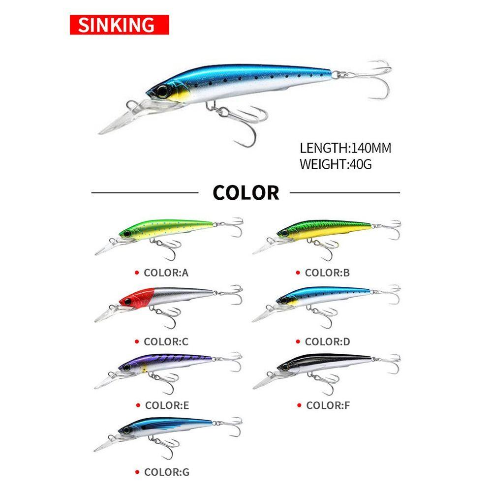 Preva Umpan Ikan Kecil Tenggelam Multicolor Crankbaits Striped bass 140mm/40g Minnow Lures