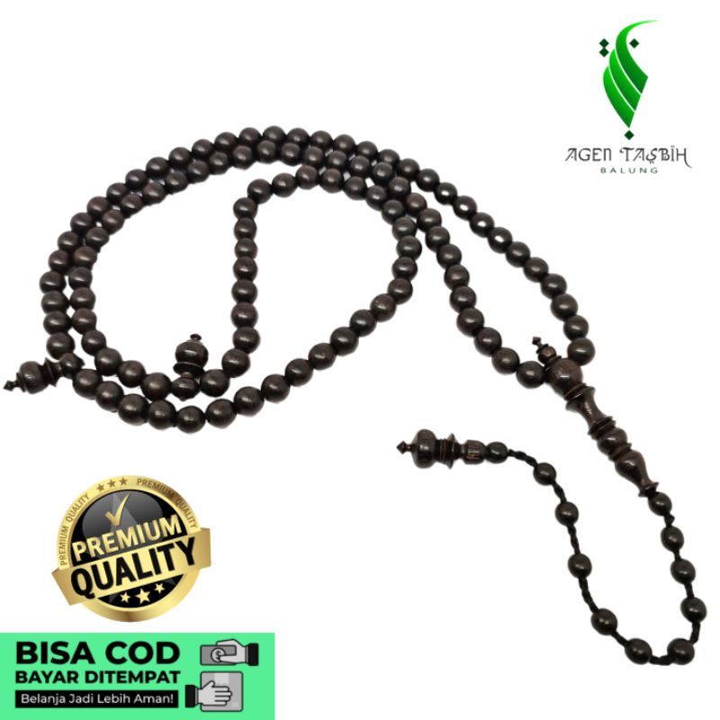 Tasbih Kelor Hitam Size 8mm, Motif Bulat/Tasbih Muslim 99Butir