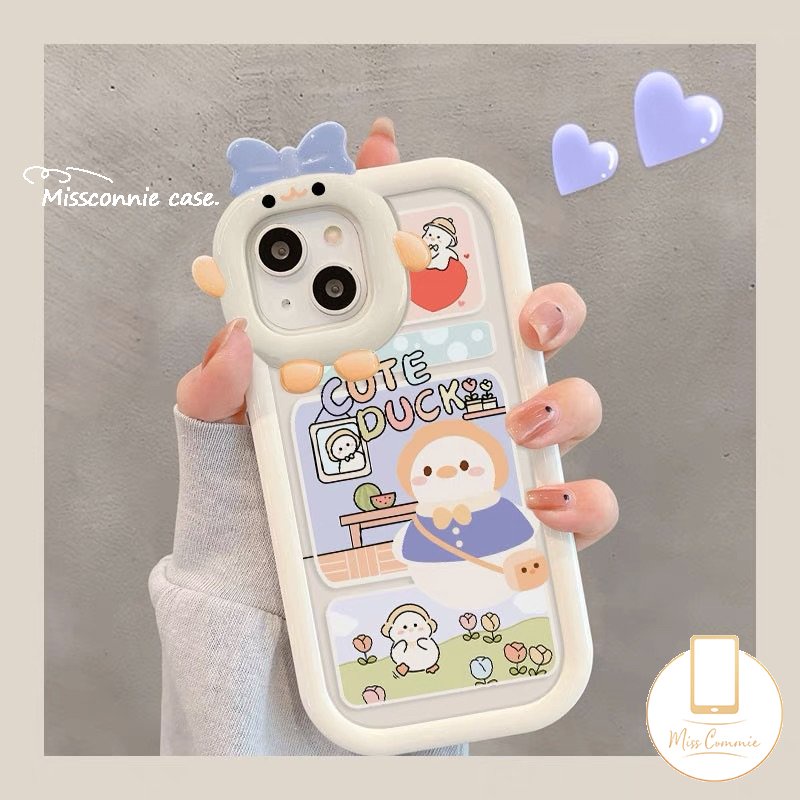 Soft Case Motif Kartun Bebek 3D Untuk iPhone 11 Pro MAX 6 6s 7 8 Plus XR 12 13 14 Pro MAX 14 Plus X XS MAX SE 2020