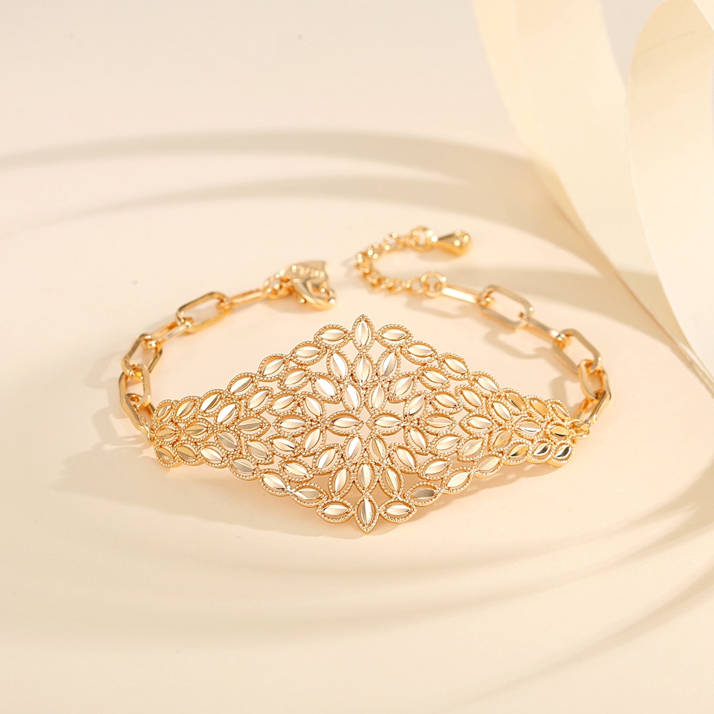 Y878 【Barang spot】18K Lapis Emas Set Gelang Cincin Wanita Titanium Mewah Anti Karat Anti Luntur Set Perhiasan Dewasa Pernikahan