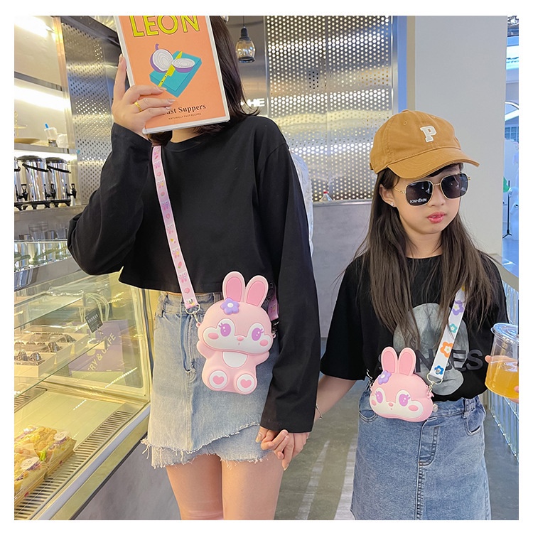 TAS SELEMPANG ANAK SILIKON KARAKTER / TAS ANAK TALI PANJANG/ TAS ANAK IMPORT