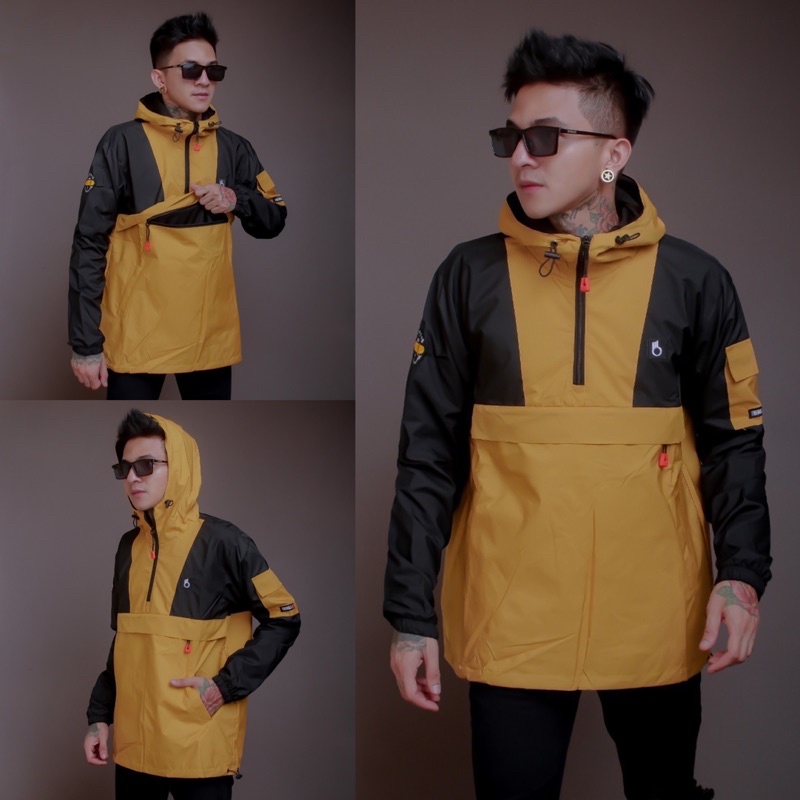 Jaket Cougle The Bojiel Skateboard Yellow Black Jaket Parasut Jaket Pria Jaket Outdoor