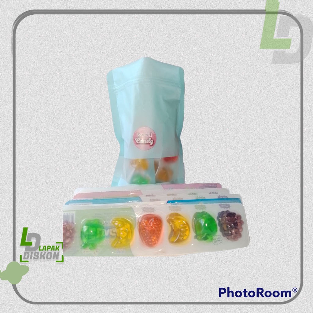 Permen jelly agar , permen yakuat , bentuk cup , isi 6 ,bermacam-macam bentuk , permen jelly