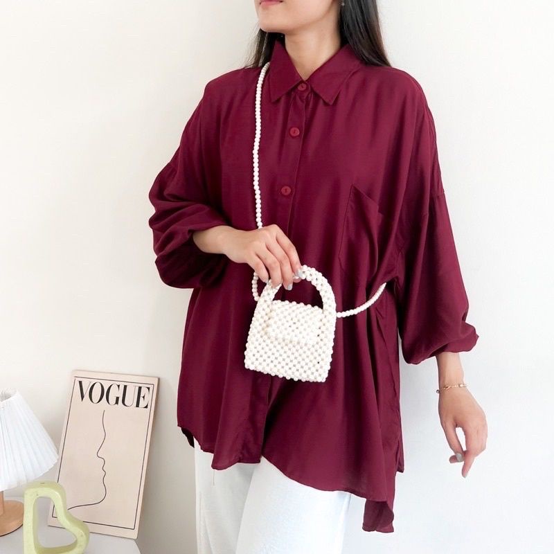 kemeja oversize wanita polos ld 130 rayon viscose