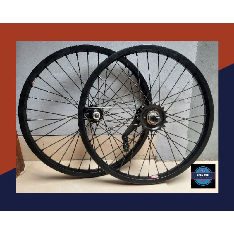 Wheel Set Sepeda Ukuran 18 Hub Torpedo Velg Jadi Pelk Jadi 18 Velg 18 Hitam Siap Pakai Wheel Set 18 