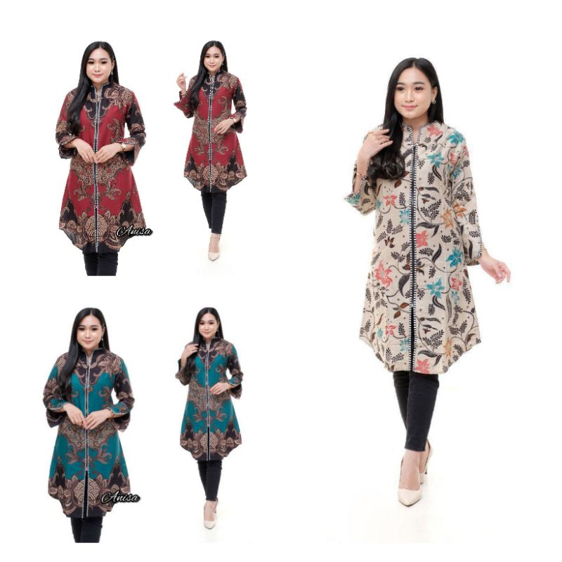 Baju Batik Wanita Tunik Zipper