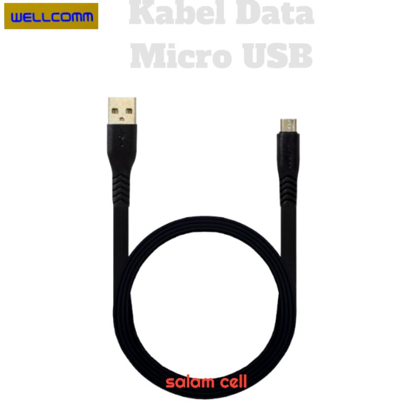 Kabel data Micro USB WELLCOMM Original Garansi Resmi