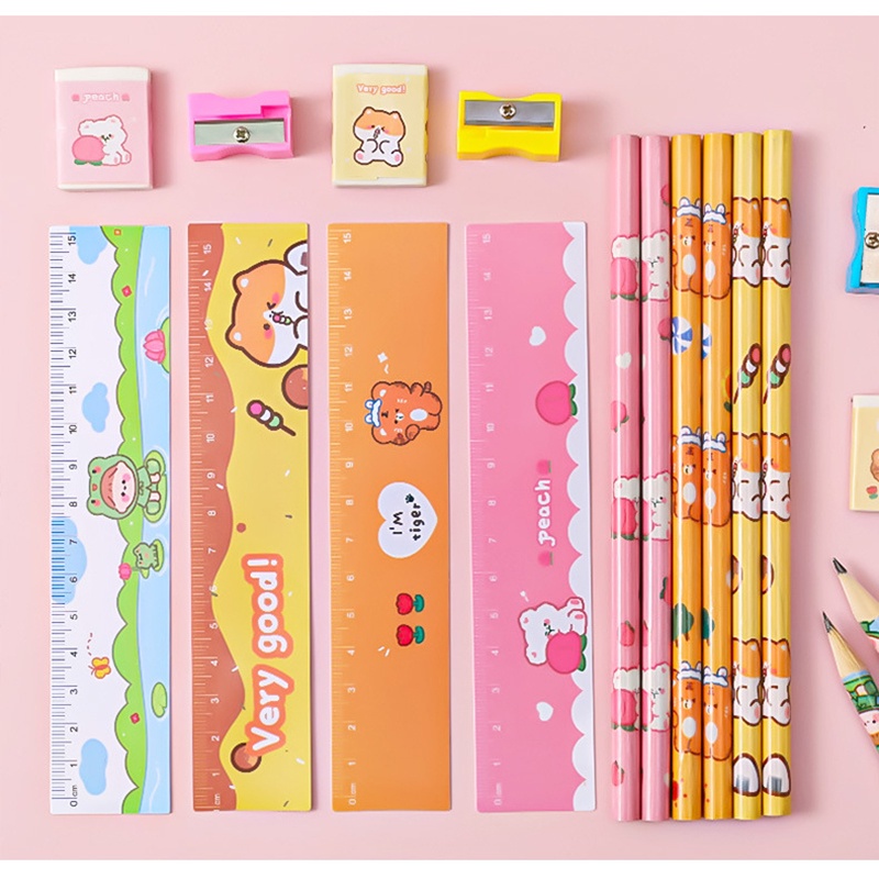 5pcs / Set Penghapus Pensil Motif Kartun Untuk Stationery Anak / Sekolah