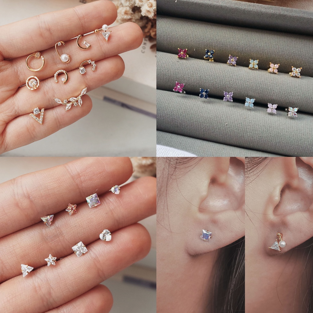 1860 / 1861 - (HARGA 1 BIJI) ANTING PIERCING TINDIKAN HELIX TRAGUS - STAINLESS STEEL