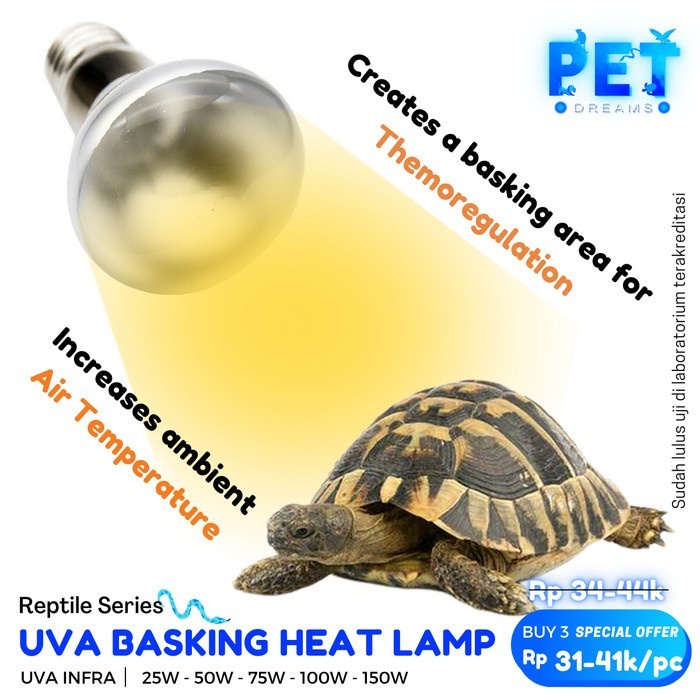 PROMO LAMPU UVA LUCKY HERP BASKING SPOT PEMANAS REPTIL TORTO SULCATA