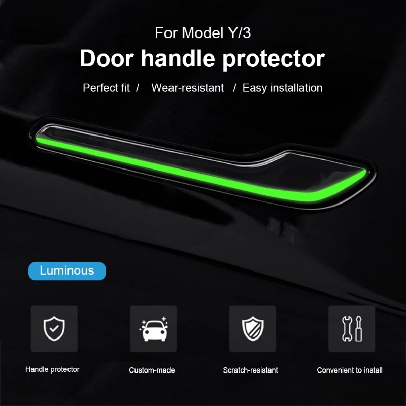 4pcs / Set Stiker Pelindung Gagang Pintu Mobil Tahan Air Anti Gores Untuk Tesla Model 3