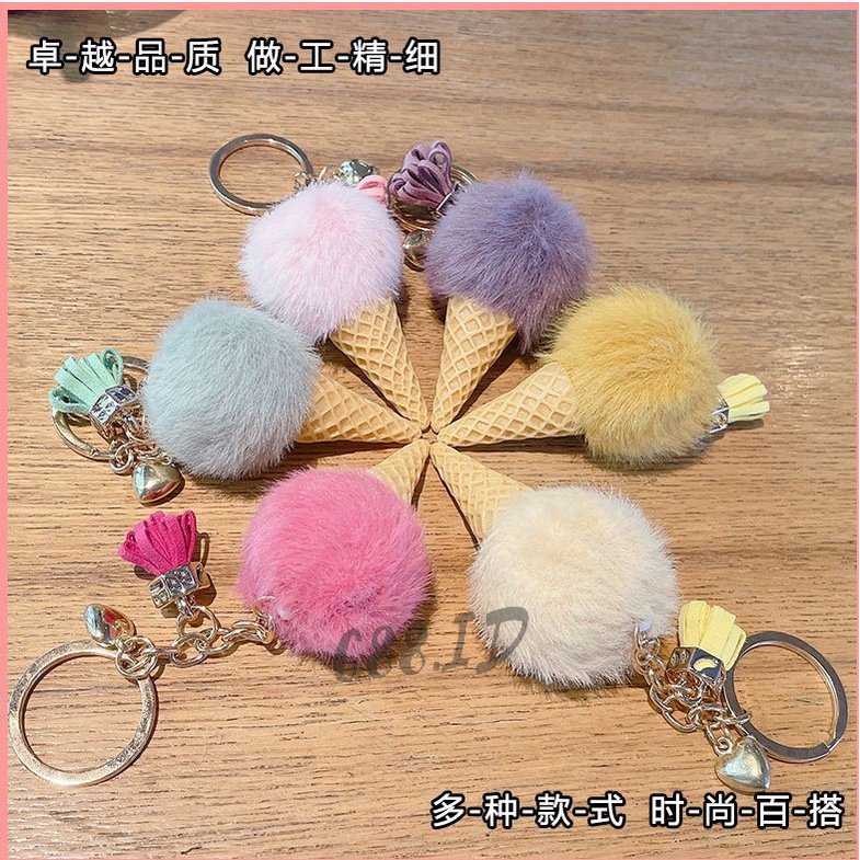 Gantungan Kunci Bentuk Es Krim Cone Keychain Cupcake Ice Cream Impor Murah Gantungan Kunci Motor Mobil Tas GT 05