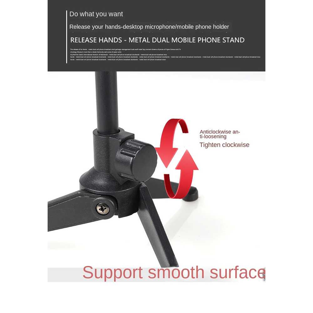 Dawndesslo Stand Mikrofon Desktop Microphone Holder Adjustable Height - L4 - Black