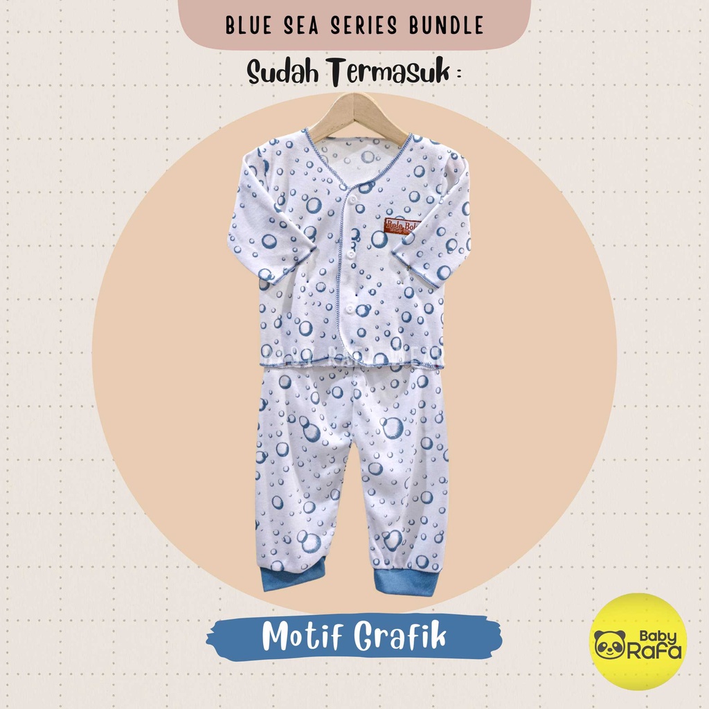 Serian Biru - 3 Stel Setelan Baju Bayi Tangan Panjang Celana Panjang Bayi Baru Lahir BLUE SEA SERIES SNI Bolo - Bolo