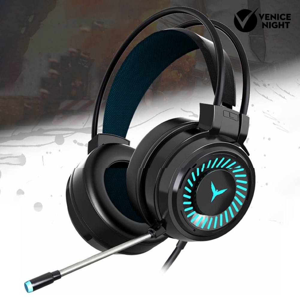 (VNEP) (Berkabel) G58 Lampu LED Gaming Headset Stereo Bass Headphone dengan Mic untuk PC/Laptop